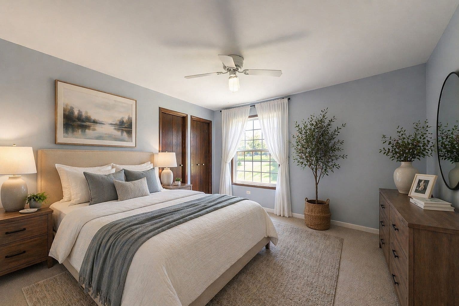 Primary bedroom, virtually staged